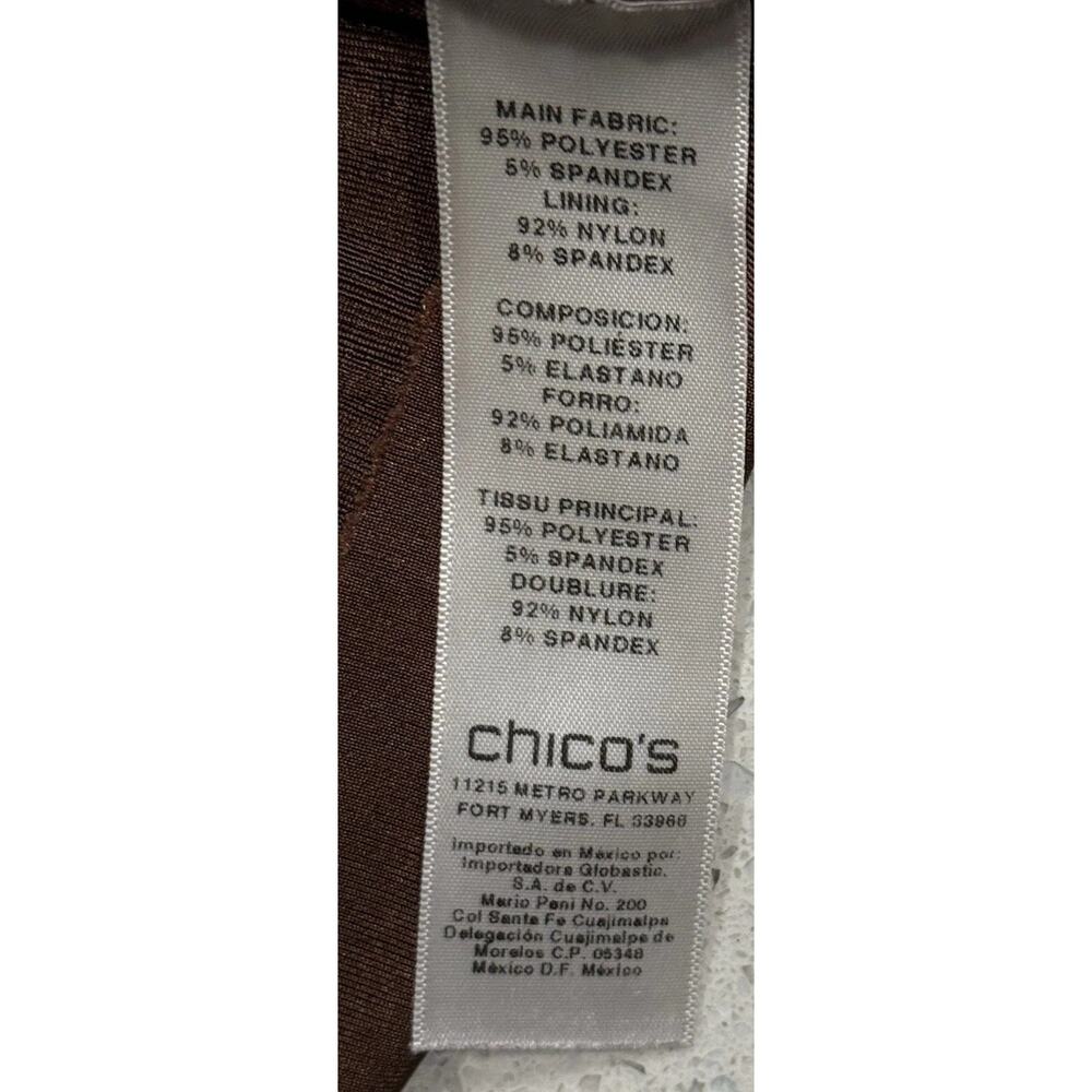 Chicos Travelers Sz 2 Large Women’s Top Bronze Copper Tiered Wrinkle Free Comfy - Picture 6 of 7